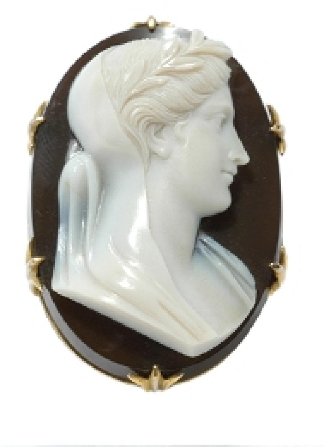 Carved Agate Cameo Brooch