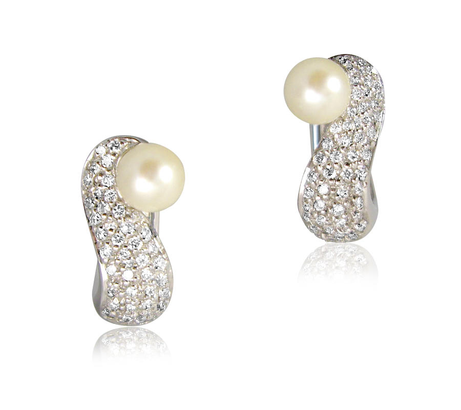 Diamond and Pearl Hoop Earrings