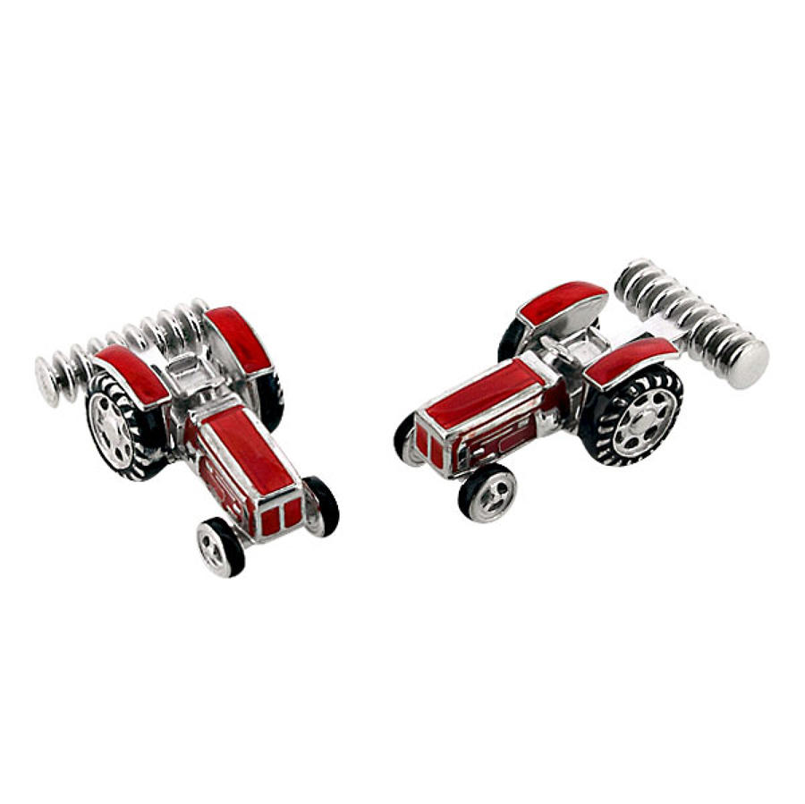 Silver and enamel Tractor Cufflinks