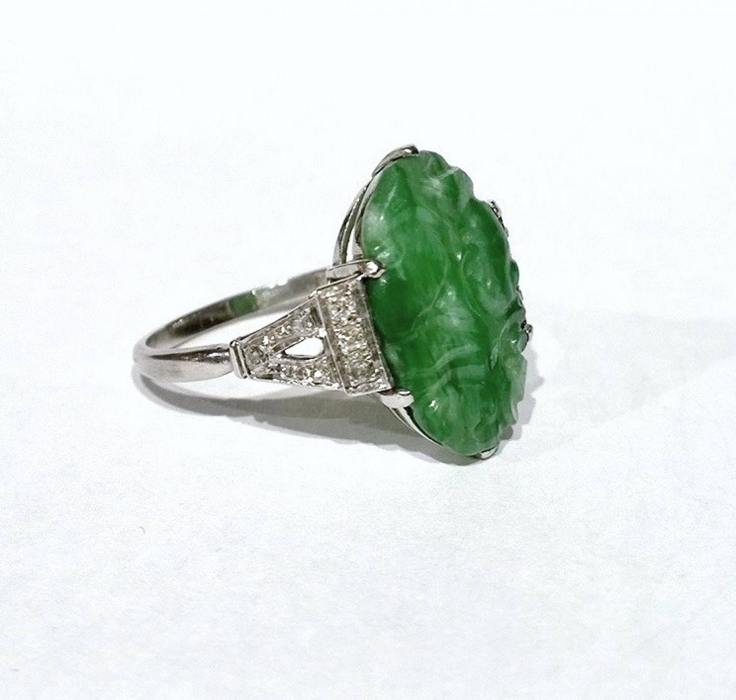 Art Deco Jade and Diamond Ring