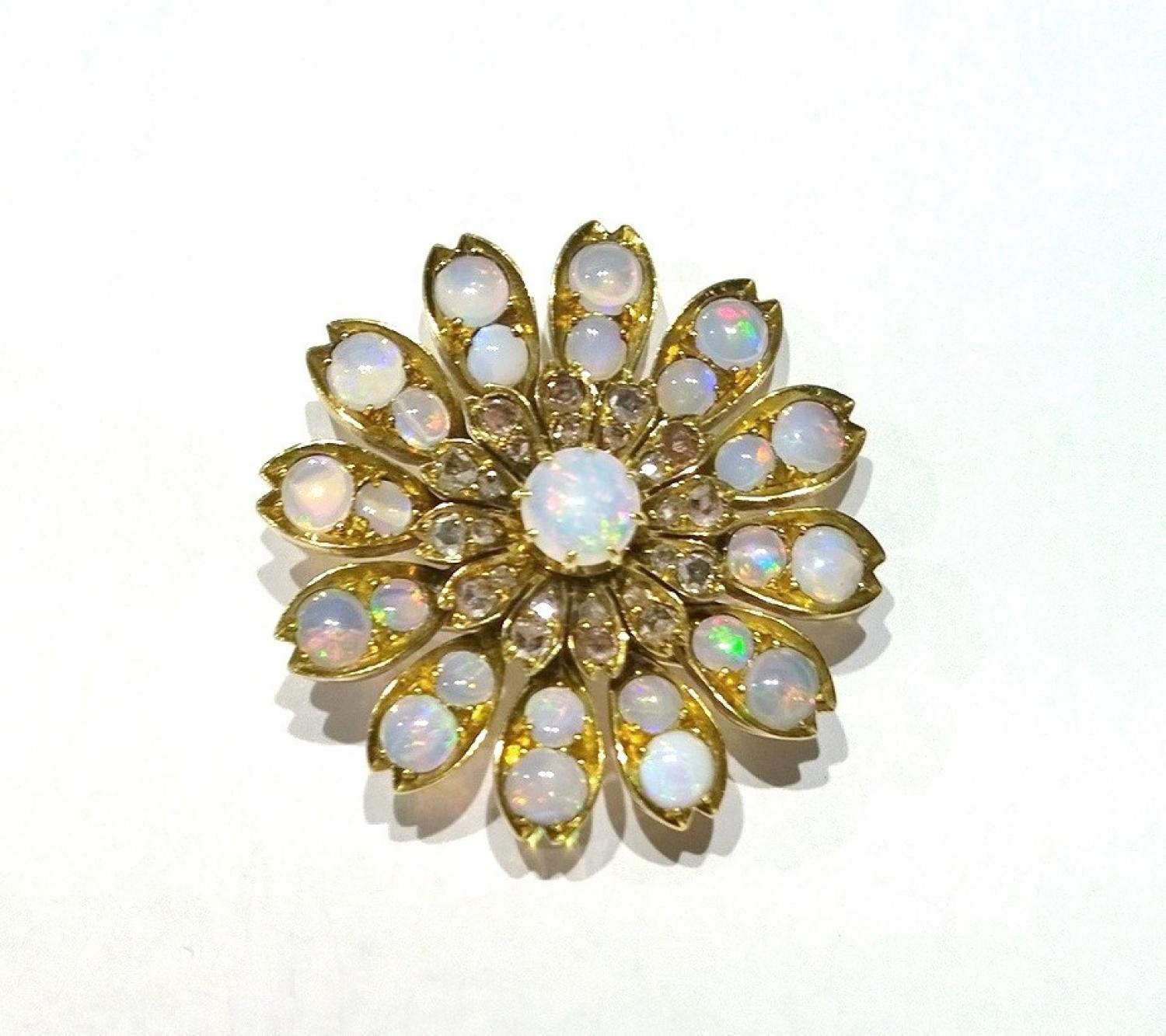 Opal Flower Brooch