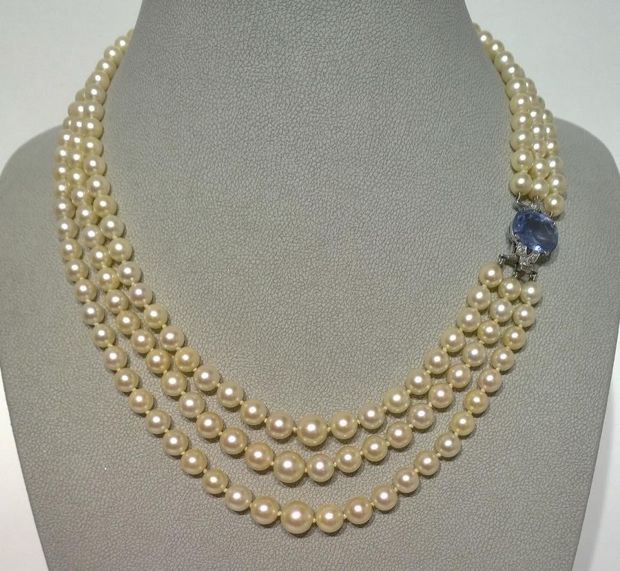 Sapphire and Pearl 1950's necklace