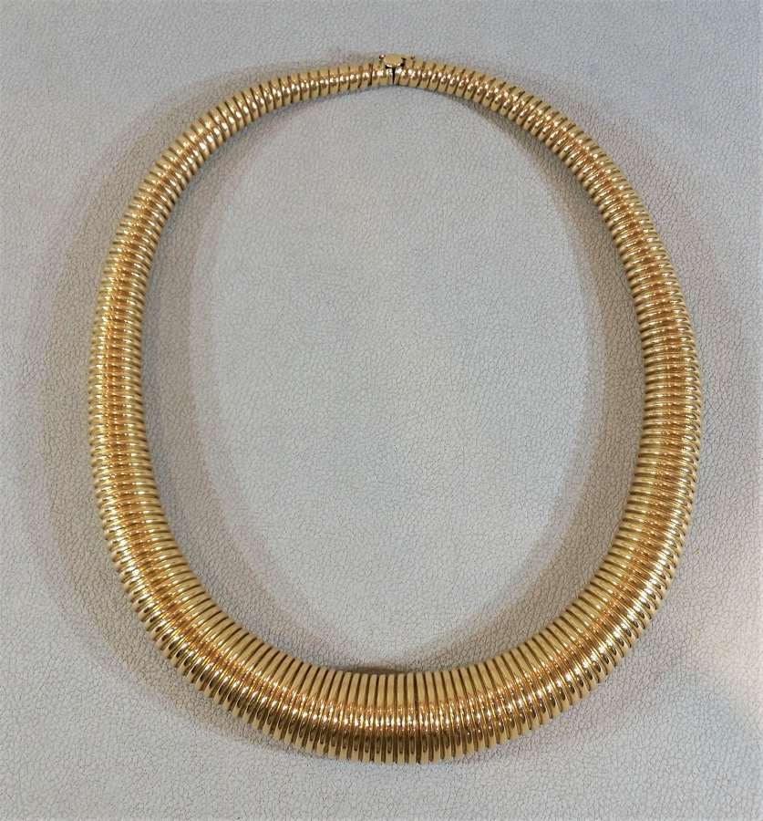 Gold torque gas pipe necklace