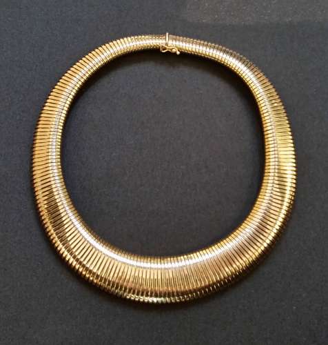 Gold 'tubo gas' collar necklace circa 1980