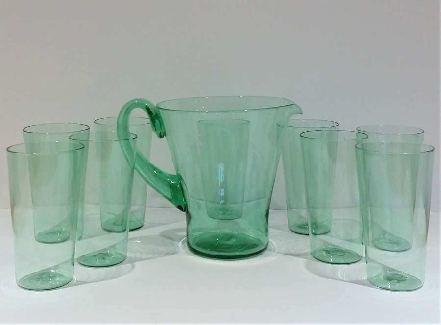Attributed to Venini a Murano glass Jug and tumblers
