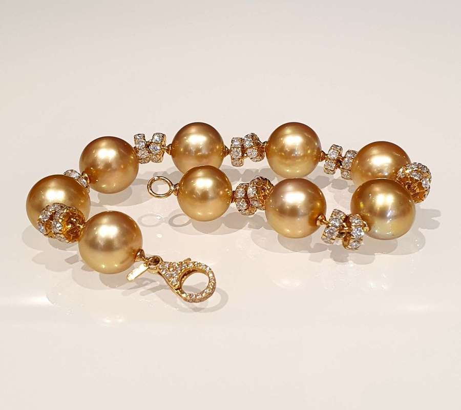 Golden south sea cultured pearl bracelet