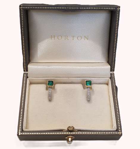 Emerald and diamond hoop earrings